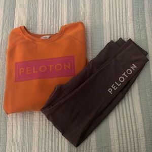 Peloton Beyond Yoga leggings and Peloton brand sweatshirt - both size L EUC! 🖤